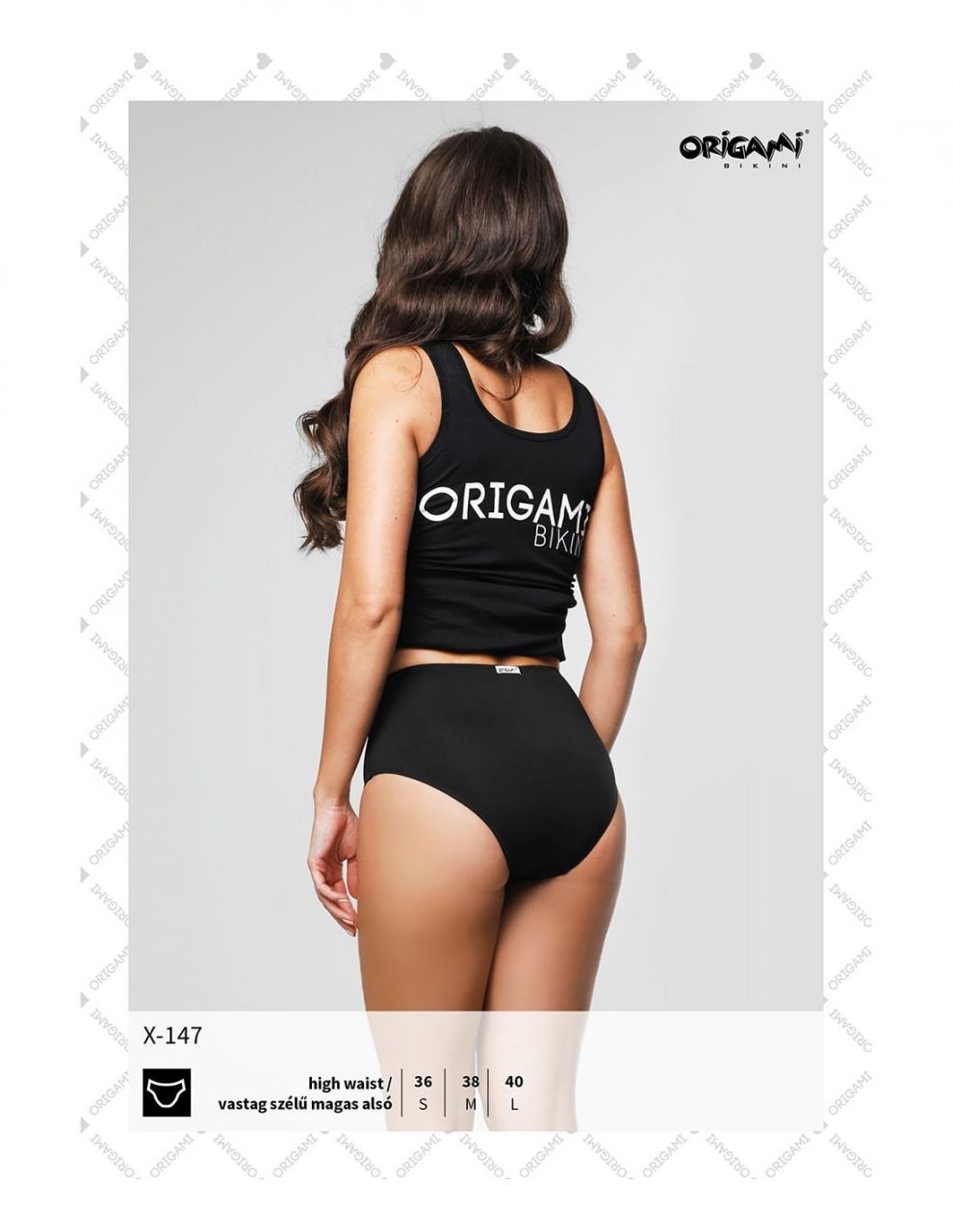 Origami Bikini fekete extra magas derekú alsó