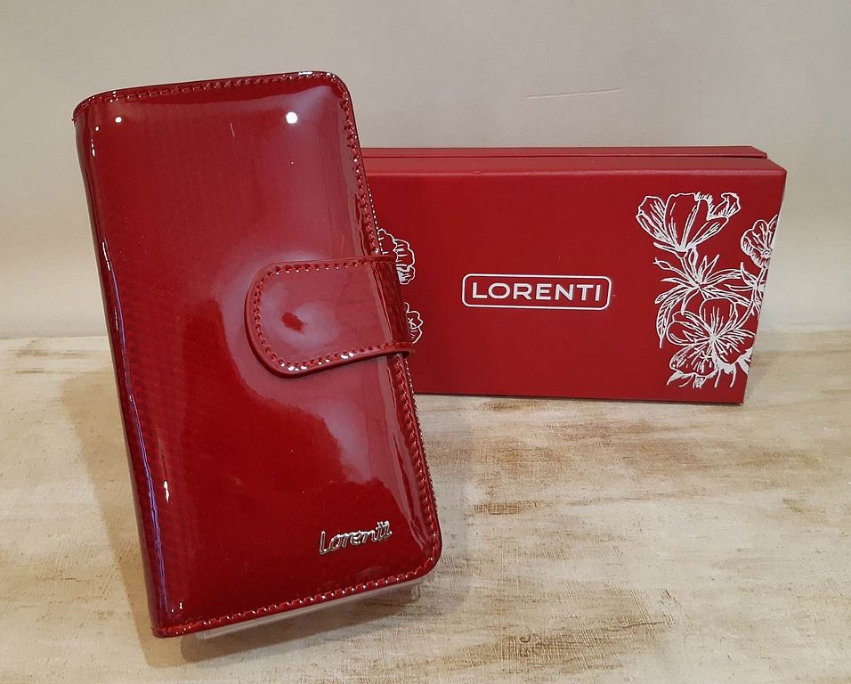Piros Lorenti nagy méretű lakkbőr pénztárca