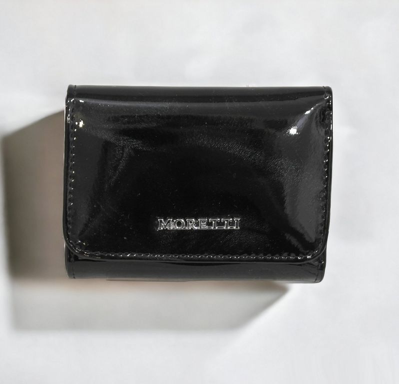 Fekete Moretti kis méretű lakkbőr pénztárca
