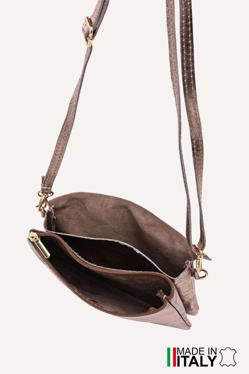 Fekete Zevento női bőr kis méretű boríték táska
