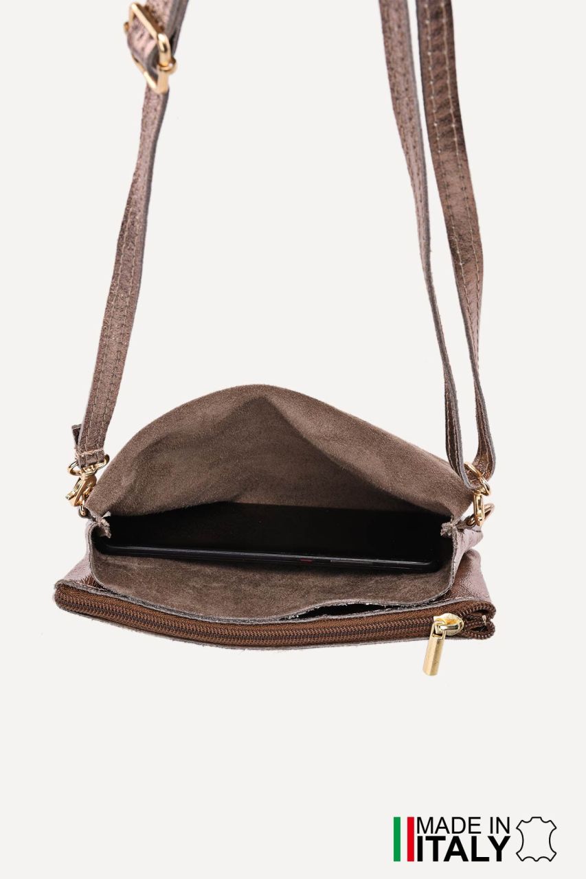Fekete Zevento női bőr kis méretű boríték táska